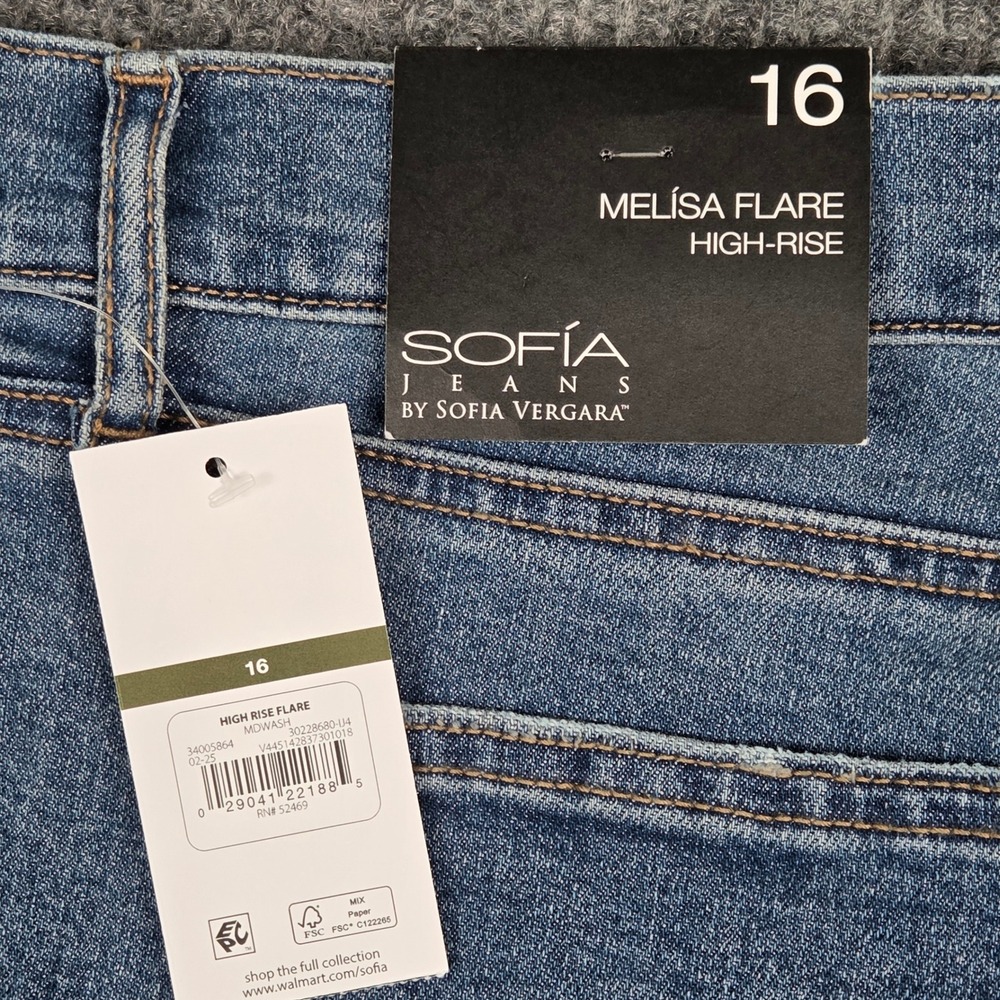 Sofia Jeans by Sofia Vergara Melisa Flare High Rise Medium Wash Denim Size 16 - Picture 4 of 9